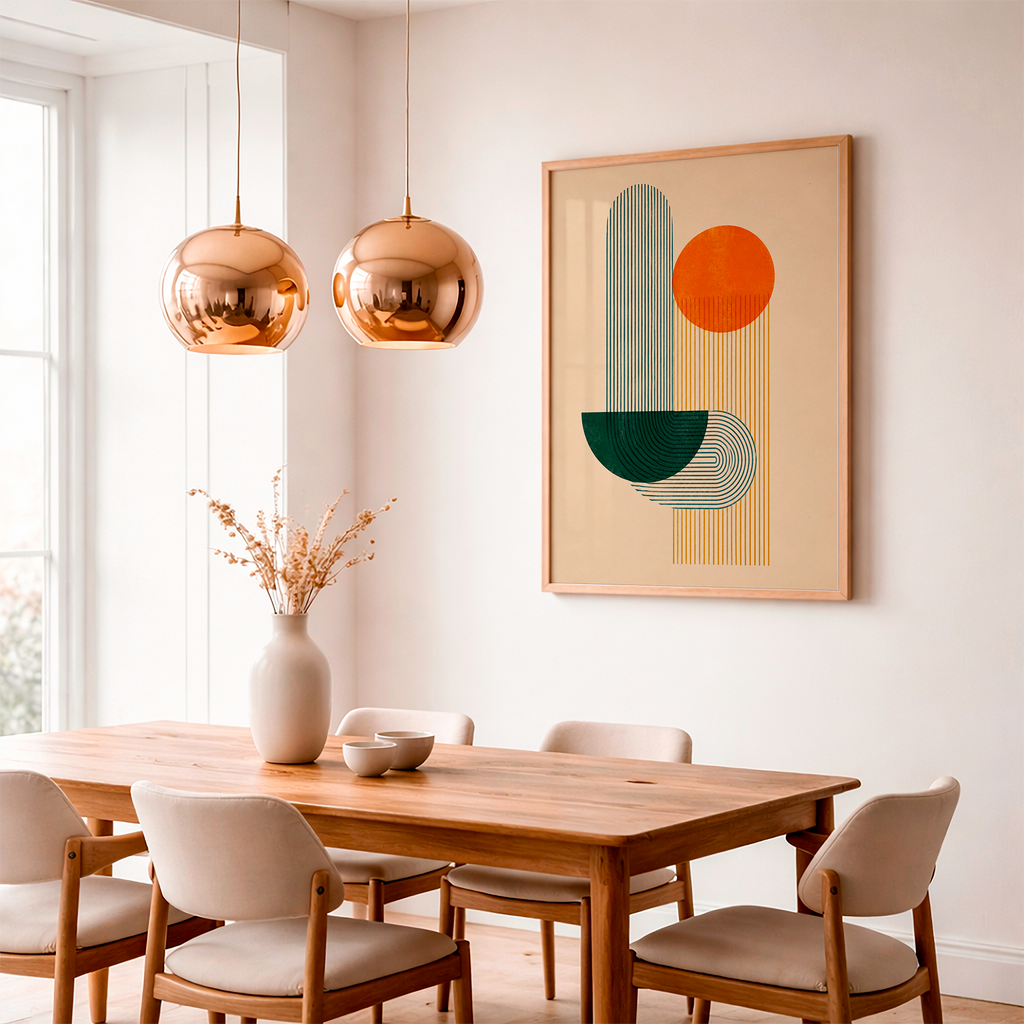 Mid-Century Geometric Abstract Poster – Retro Wall Art