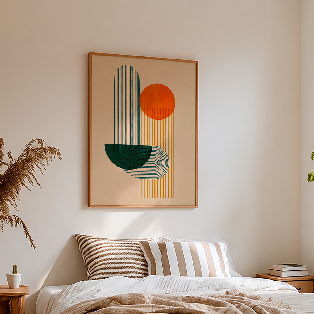 Mid-Century Geometric Abstract Poster – Retro Wall Art