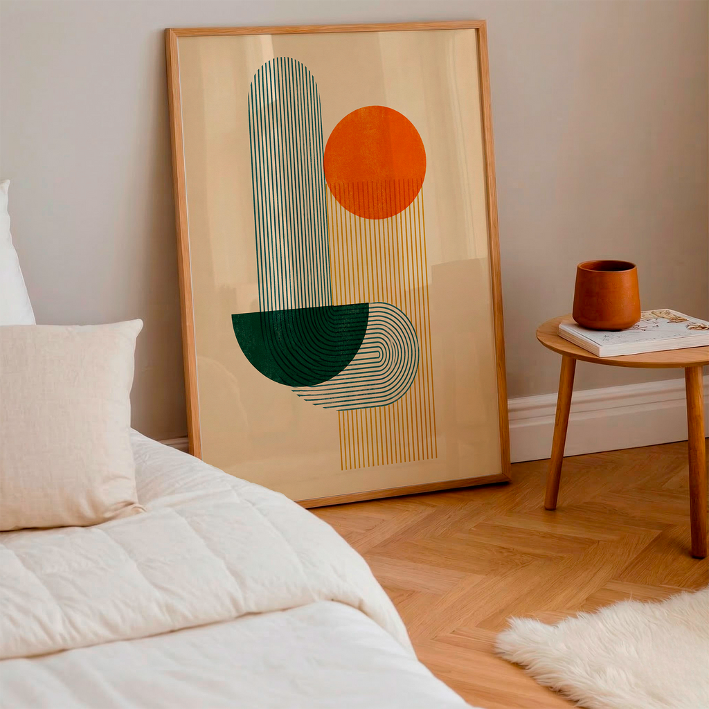 Mid-Century Geometric Abstract Poster – Retro Wall Art