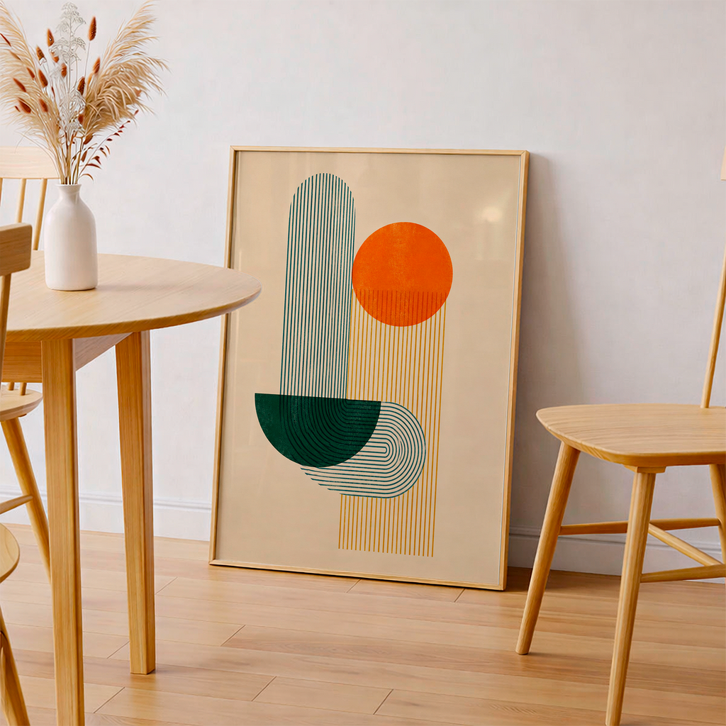 Mid-Century Geometric Abstract Poster – Retro Wall Art