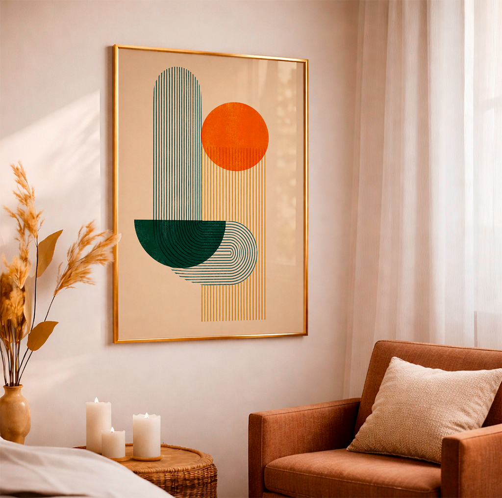 Mid-Century Geometric Abstract Poster – Retro Wall Art